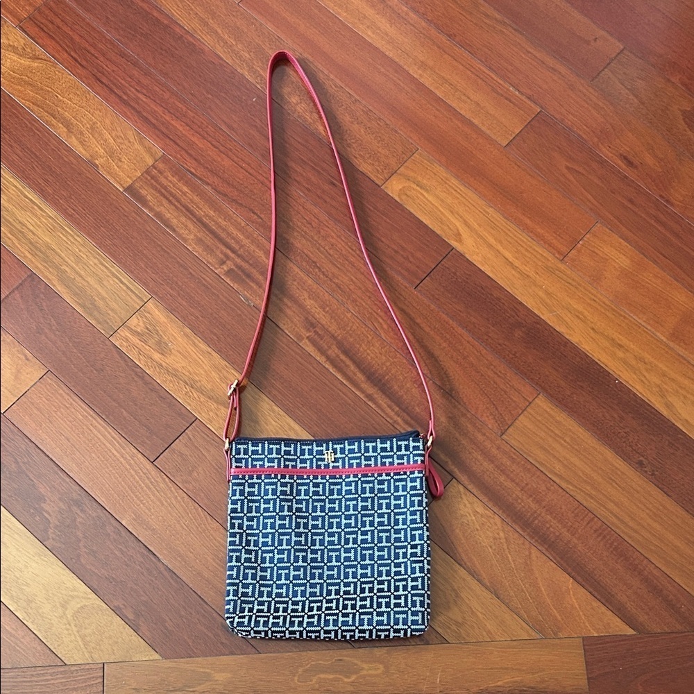 Tommy Hilfiger Blue and Red Crossbody Bag